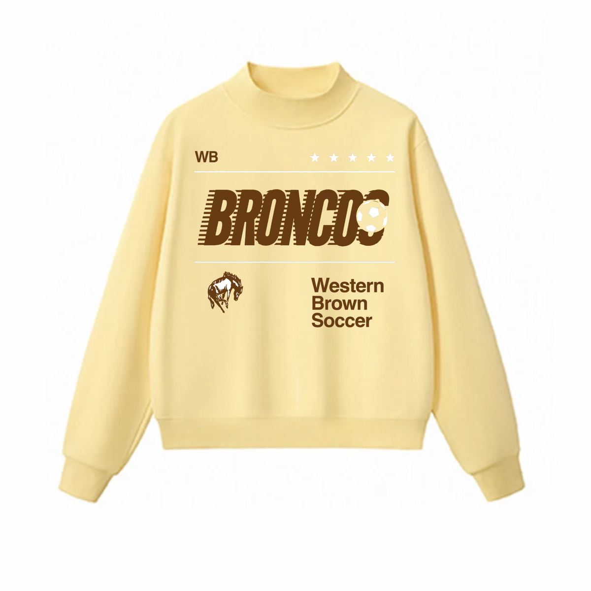 Western Brown Broncos — Fast Break — Adult Mock Neck Sweatshirt