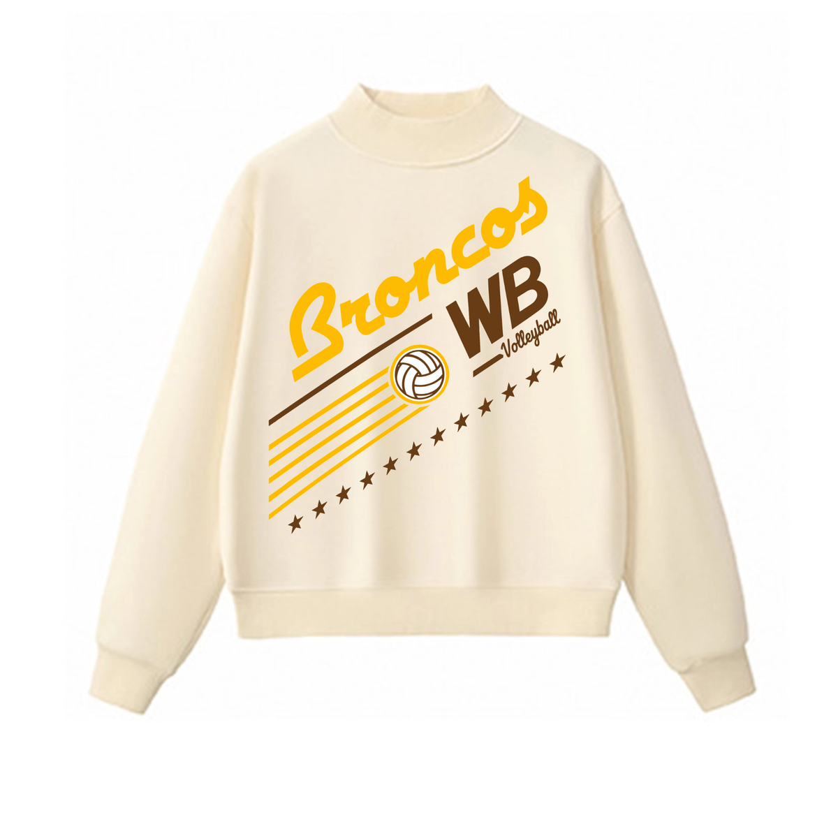 Western Brown Broncos — Broncos United – Volleyball — Adult Mock Neck Sweatshirt