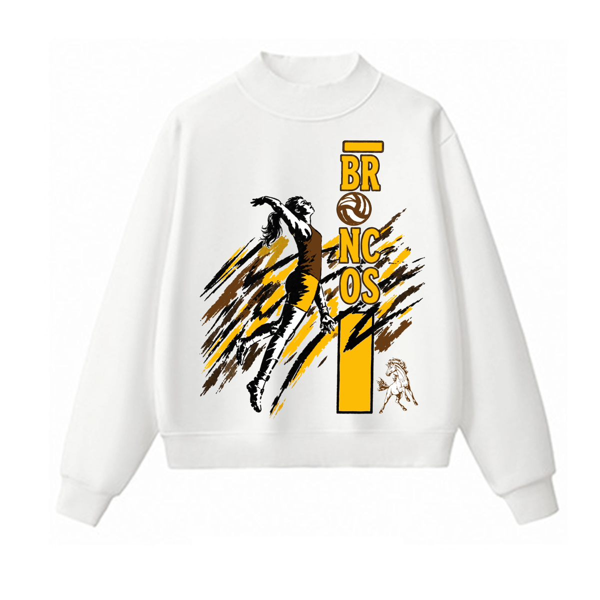Western Brown Broncos — Air Raid — Adult Mock Neck Sweatshirt