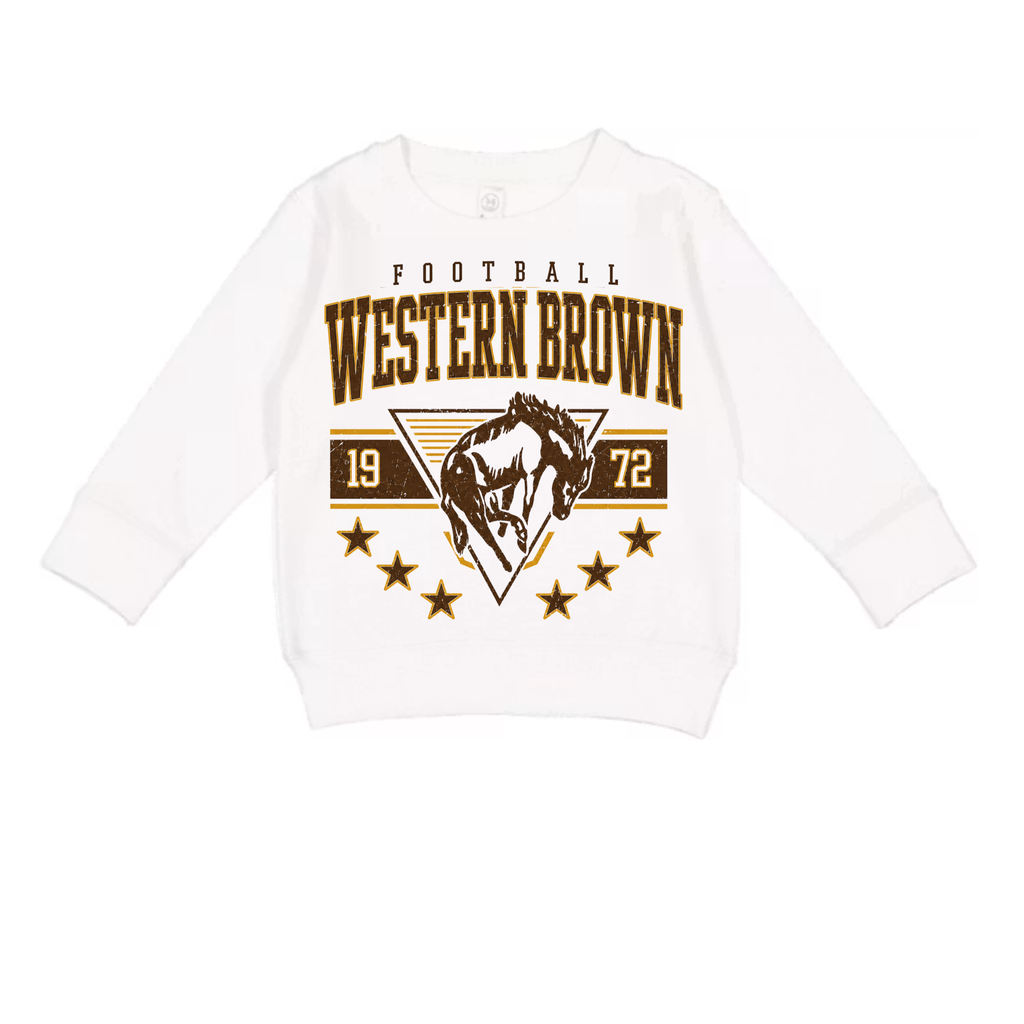 Western Brown Broncos — Bronco Stampede — Children Crewneck Sweatshirt