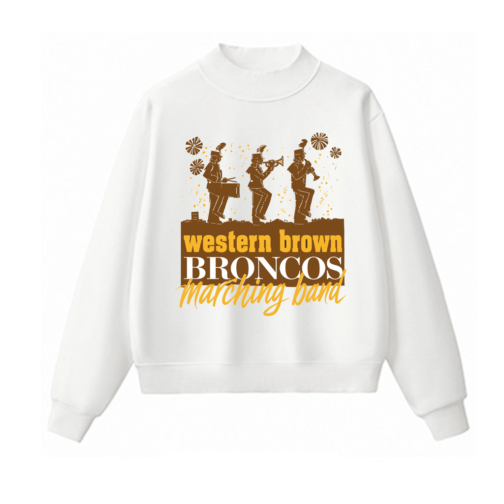 Western Brown Broncos — The Pride of the Broncos — Adult Mock Neck Sweatshirt