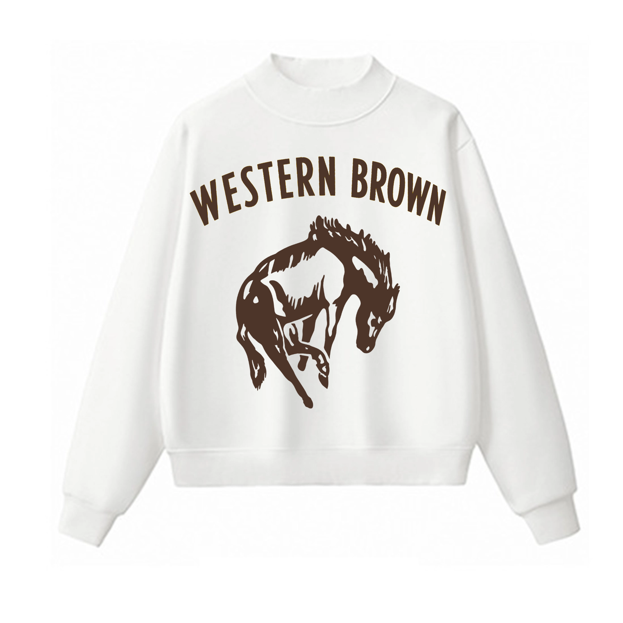 Western Brown Broncos — Horsepower — Adult Mock Neck Sweatshirt