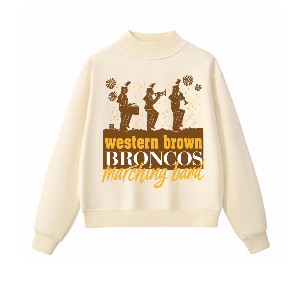 Western Brown Broncos — The Pride of the Broncos — Adult Mock Neck Sweatshirt