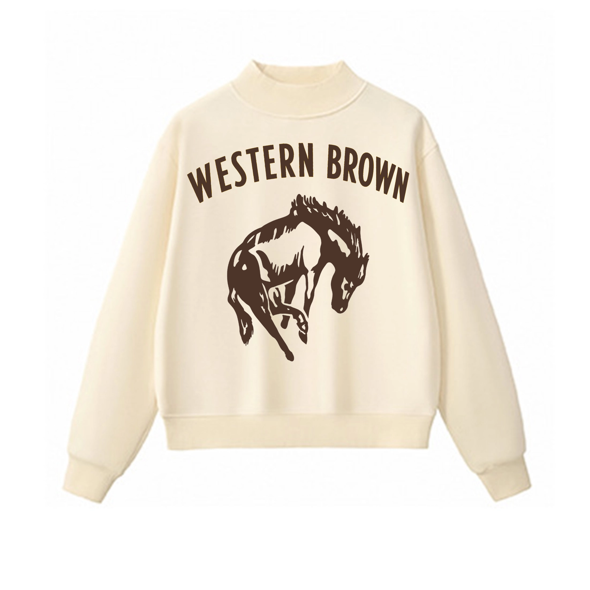 Western Brown Broncos — Horsepower — Adult Mock Neck Sweatshirt