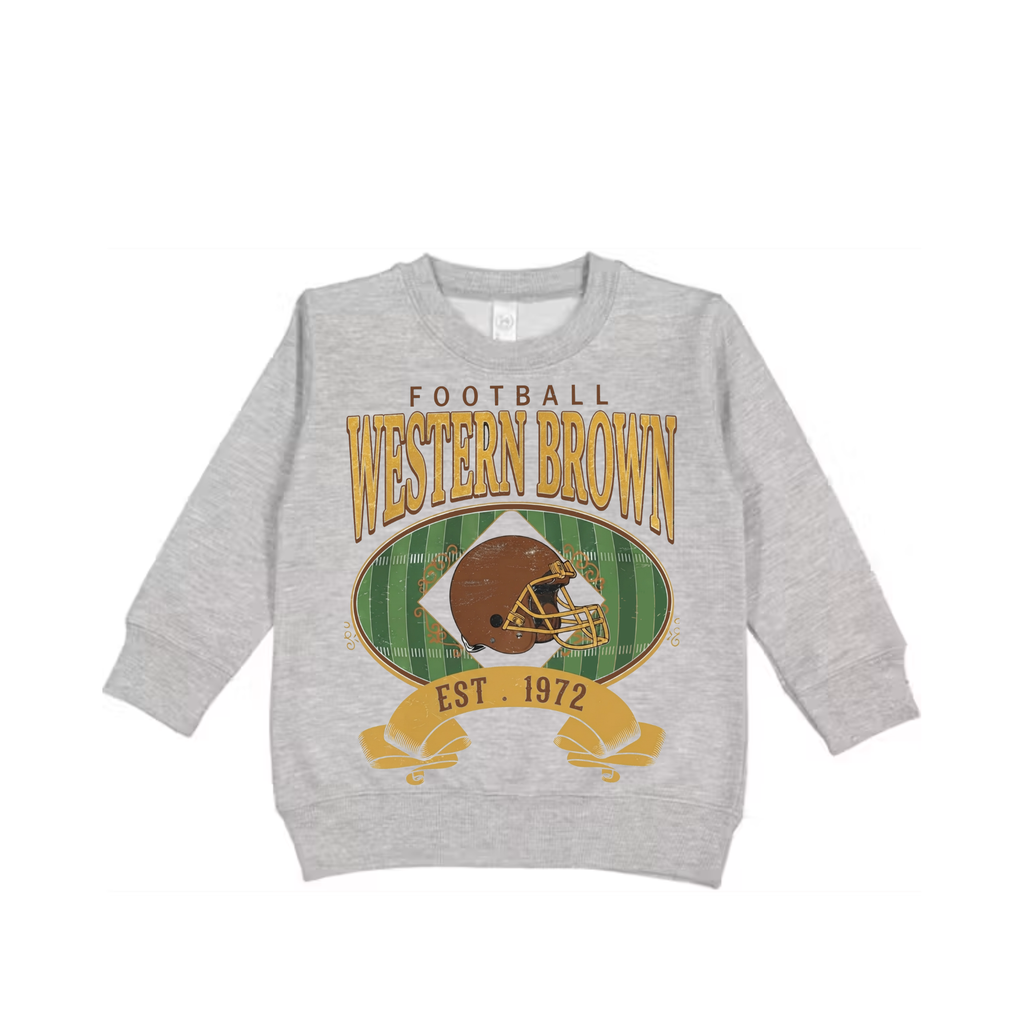 Western Brown Broncos — Home Field — Children Crewneck Sweatshirt
