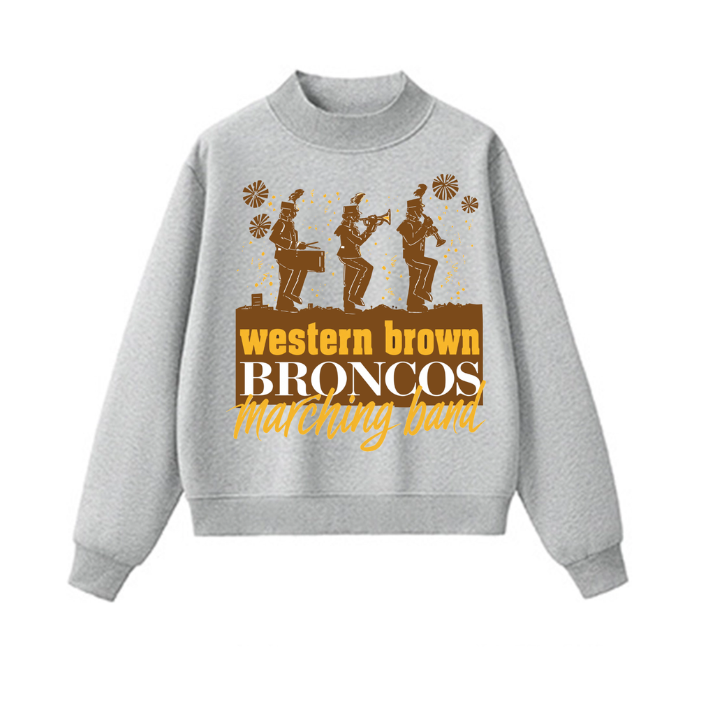 Western Brown Broncos — The Pride of the Broncos — Adult Mock Neck Sweatshirt