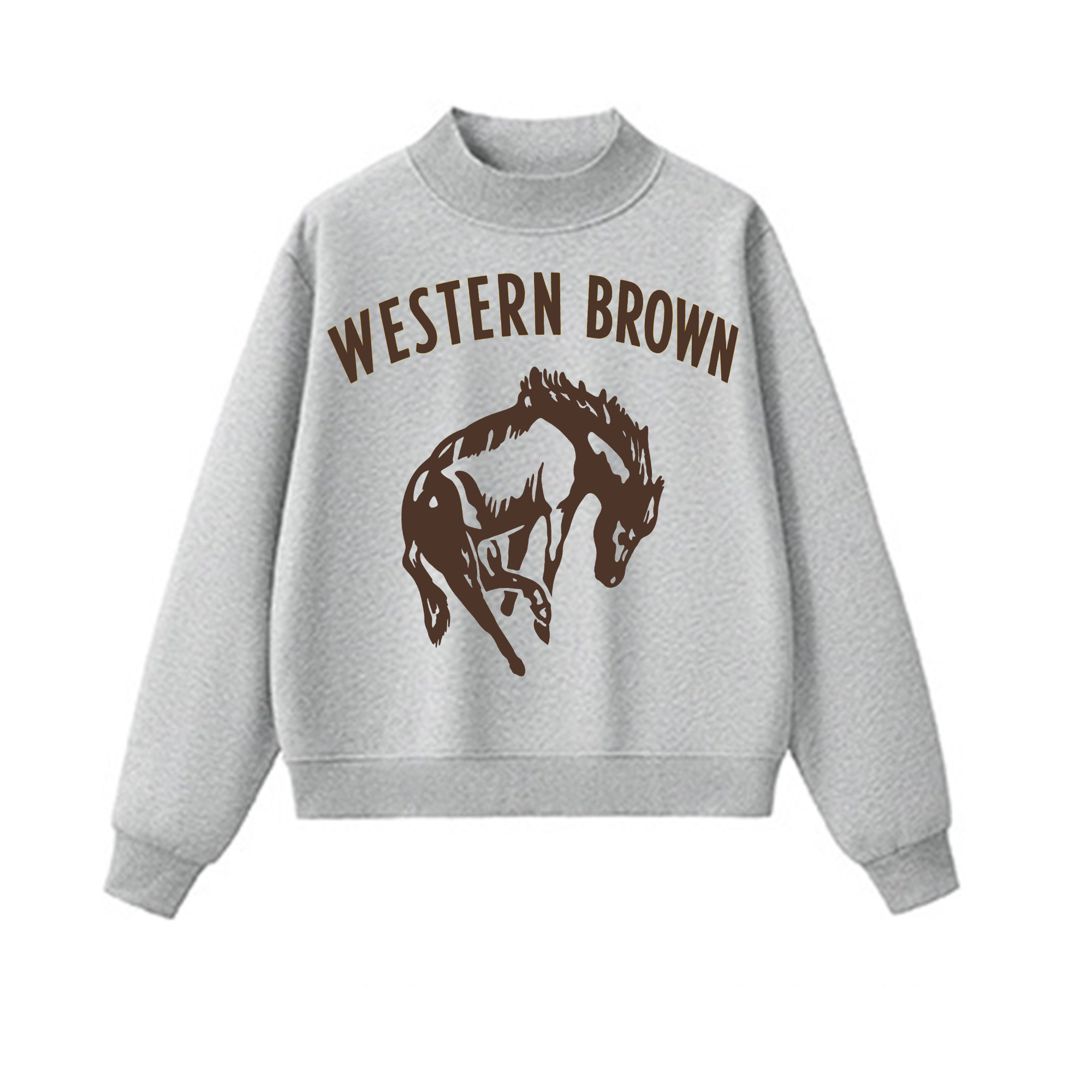 Western Brown Broncos — Horsepower — Adult Mock Neck Sweatshirt