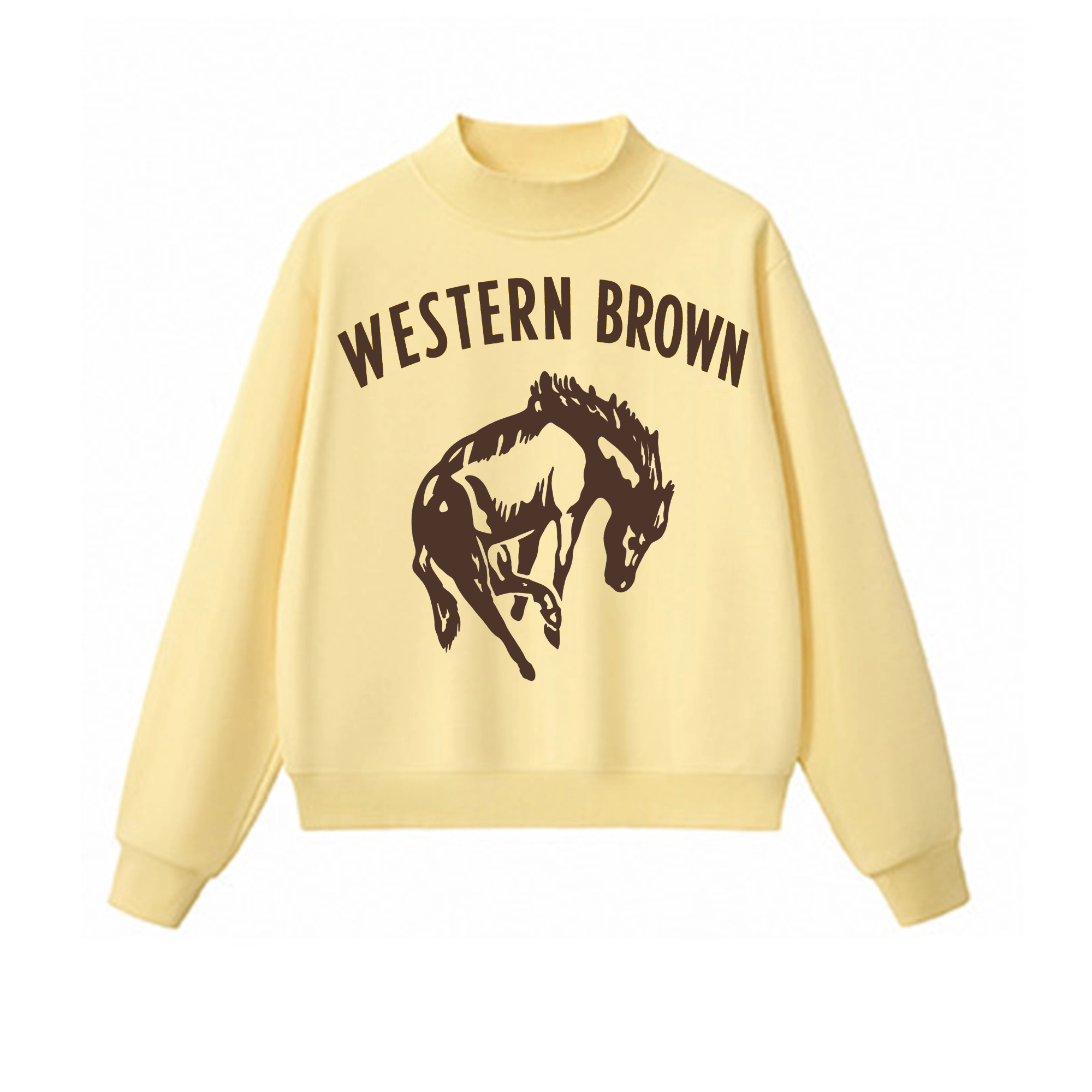 Western Brown Broncos — Horsepower — Adult Mock Neck Sweatshirt