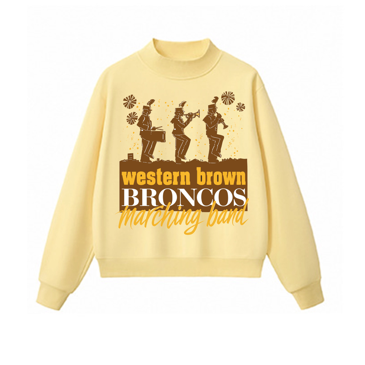 Western Brown Broncos — The Pride of the Broncos — Adult Mock Neck Sweatshirt
