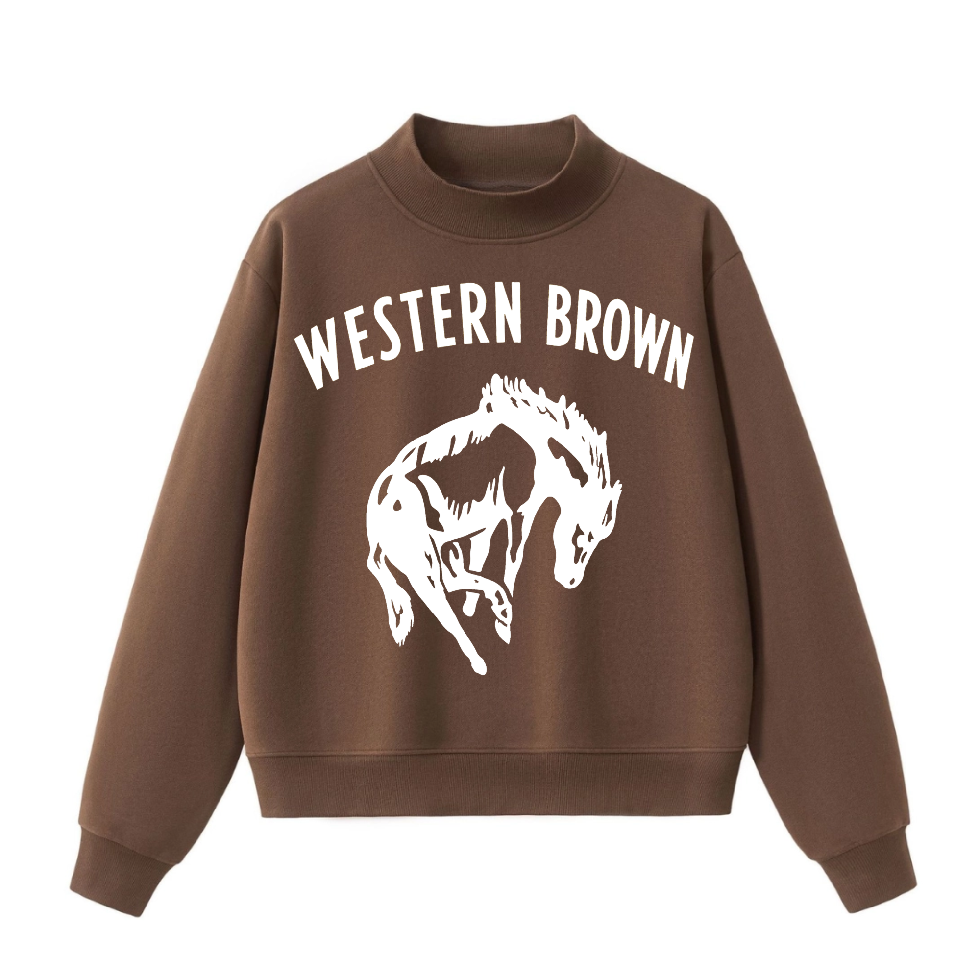 Western Brown Broncos — Horsepower — Adult Mock Neck Sweatshirt
