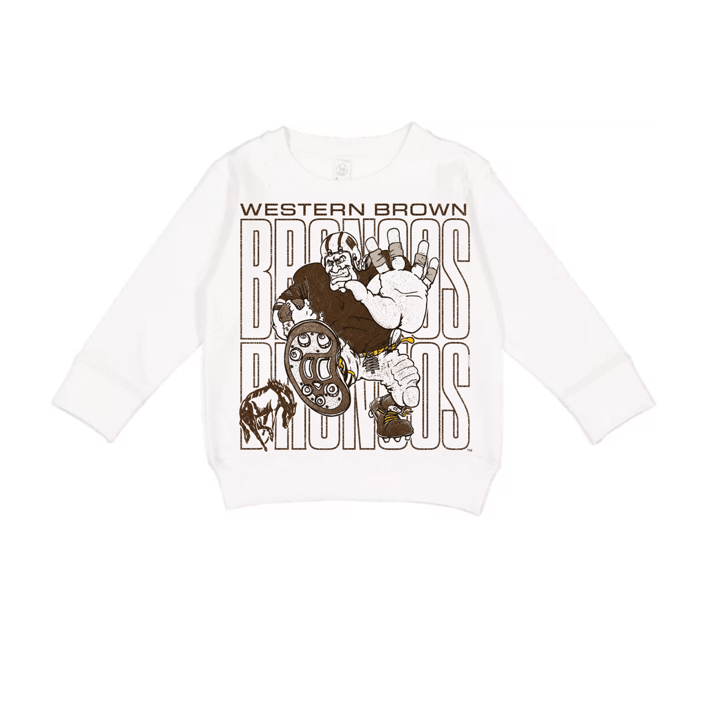 Western Brown Broncos — Bruiser (Brown) — Children Crewneck Sweatshirt