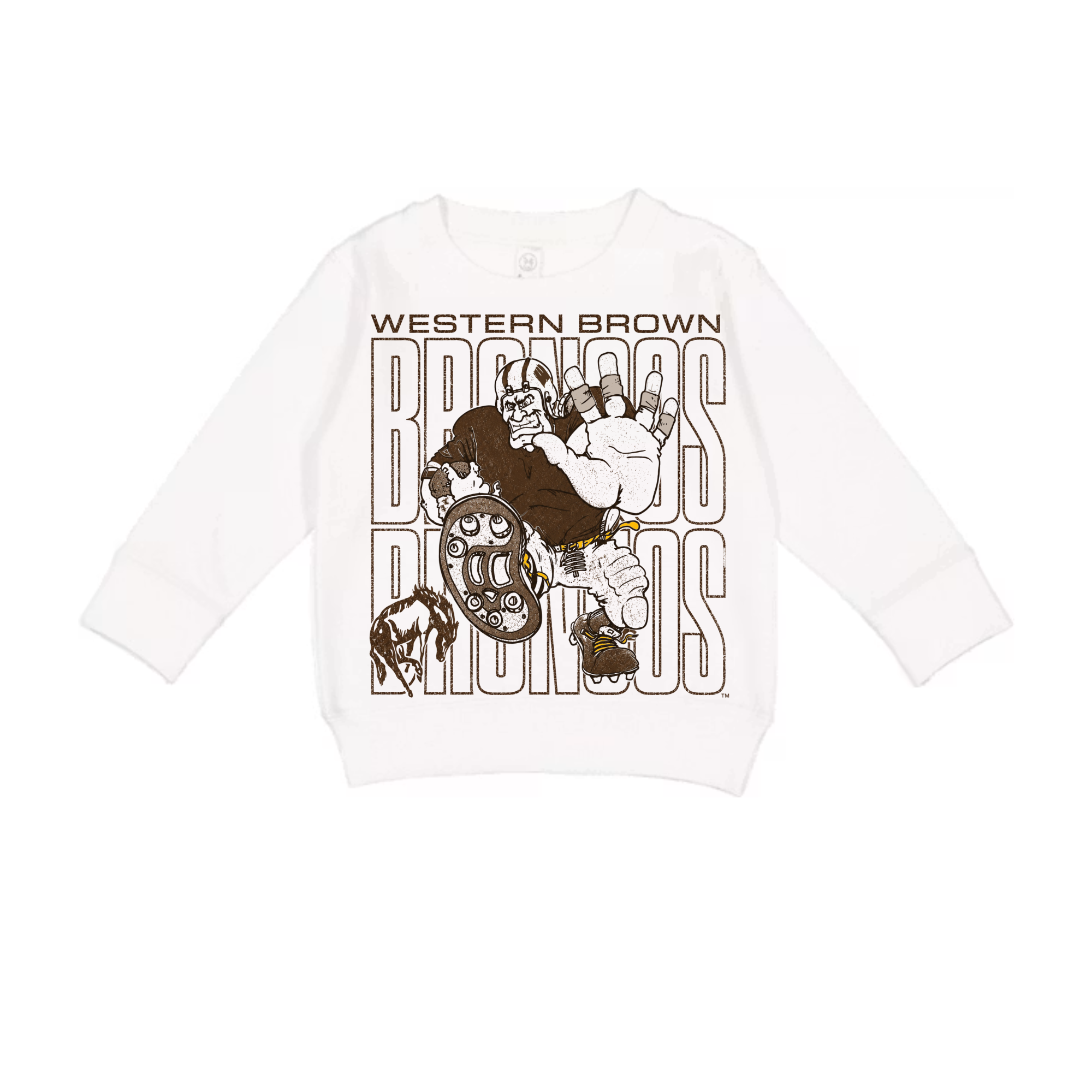 Western Brown Broncos — Bruiser (Brown) — Children Crewneck Sweatshirt