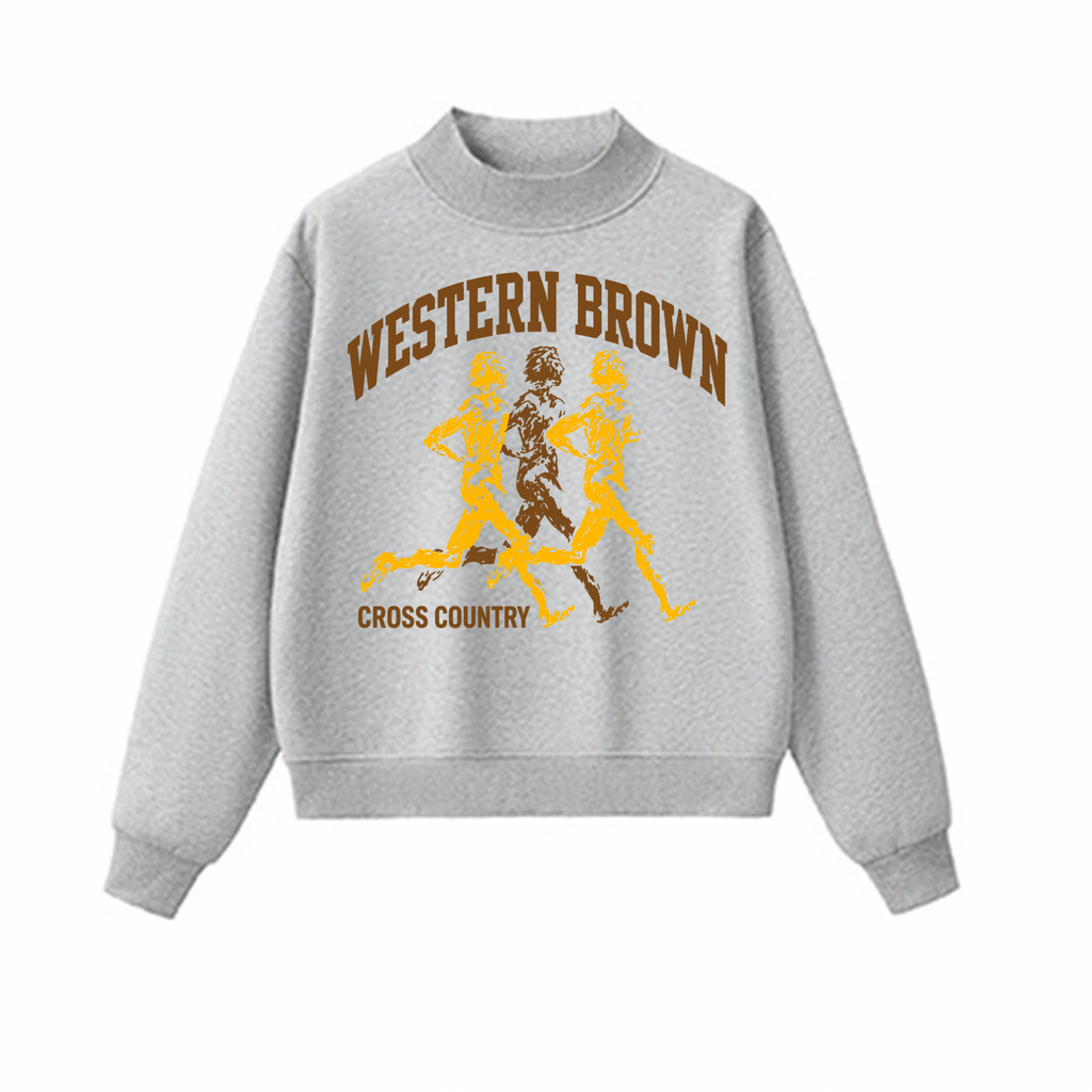 Western Brown Broncos — Broncos Cross Country — Adult Mock Neck Sweatshirt