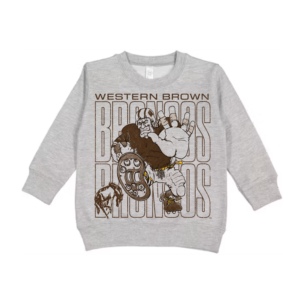 Western Brown Broncos — Bruiser (Brown) — Children Crewneck Sweatshirt