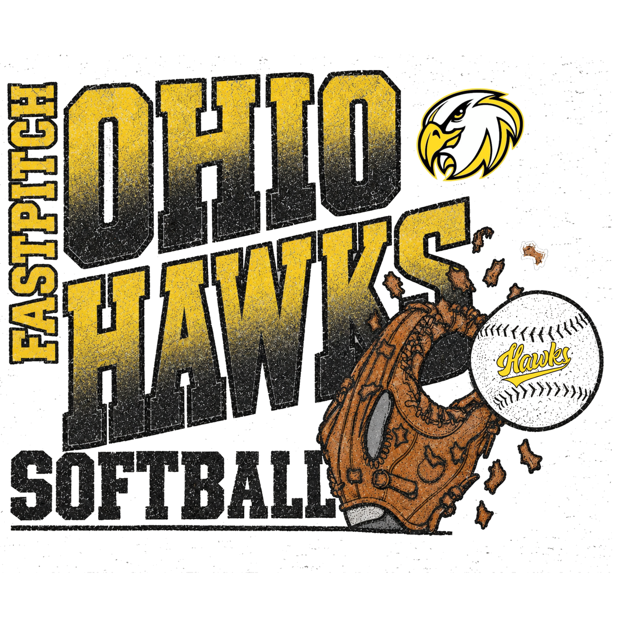 Ohio Hawks — Glove & Ball — Crewneck Sweatshirt
