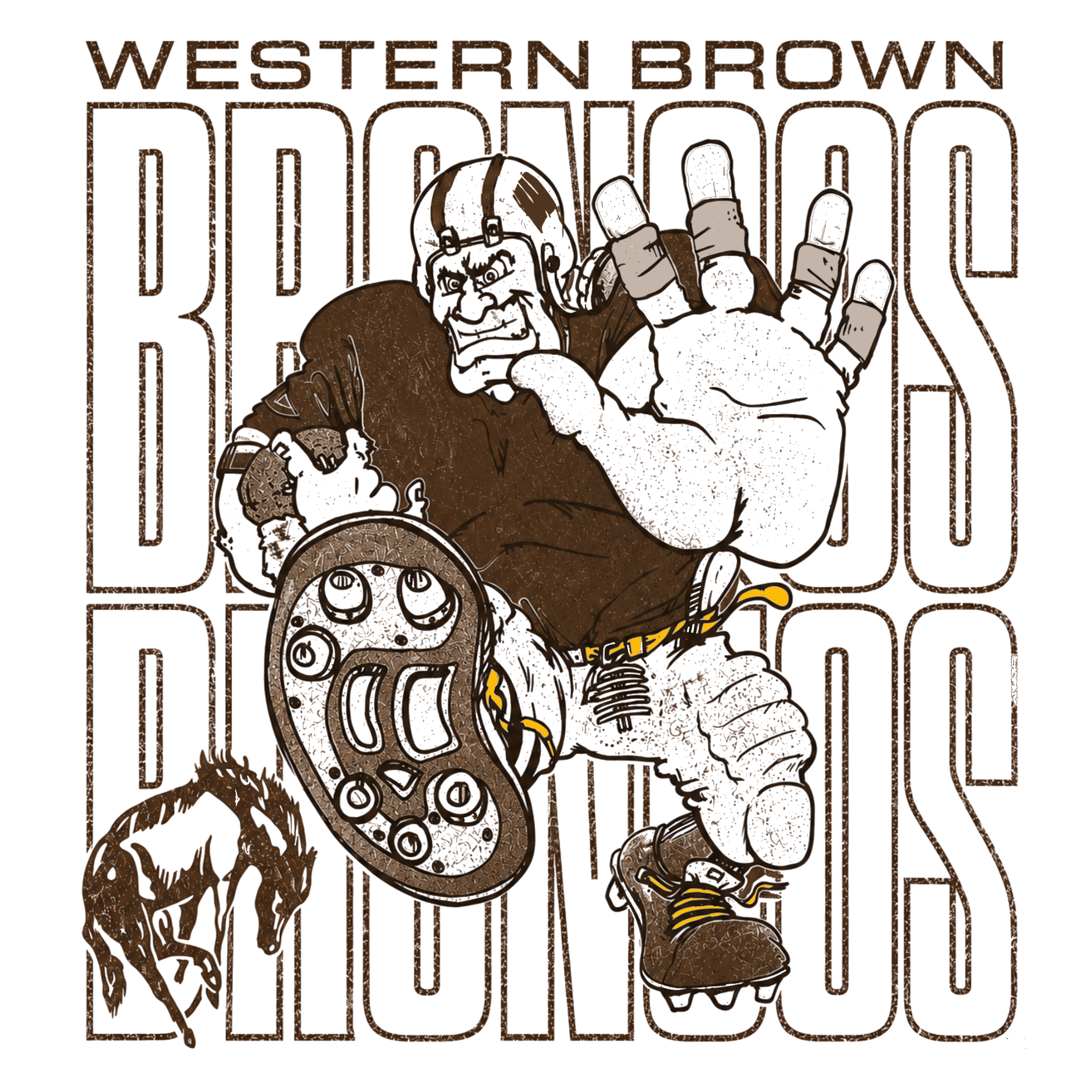 Western Brown Broncos — Bruiser (Brown) — Children Crewneck Sweatshirt