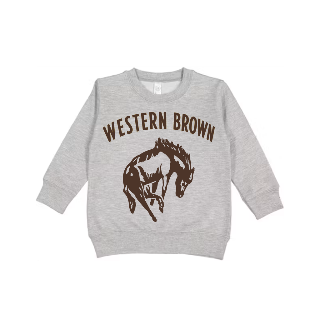 Western Brown Broncos — Horsepower — Children Crewneck Sweatshirt