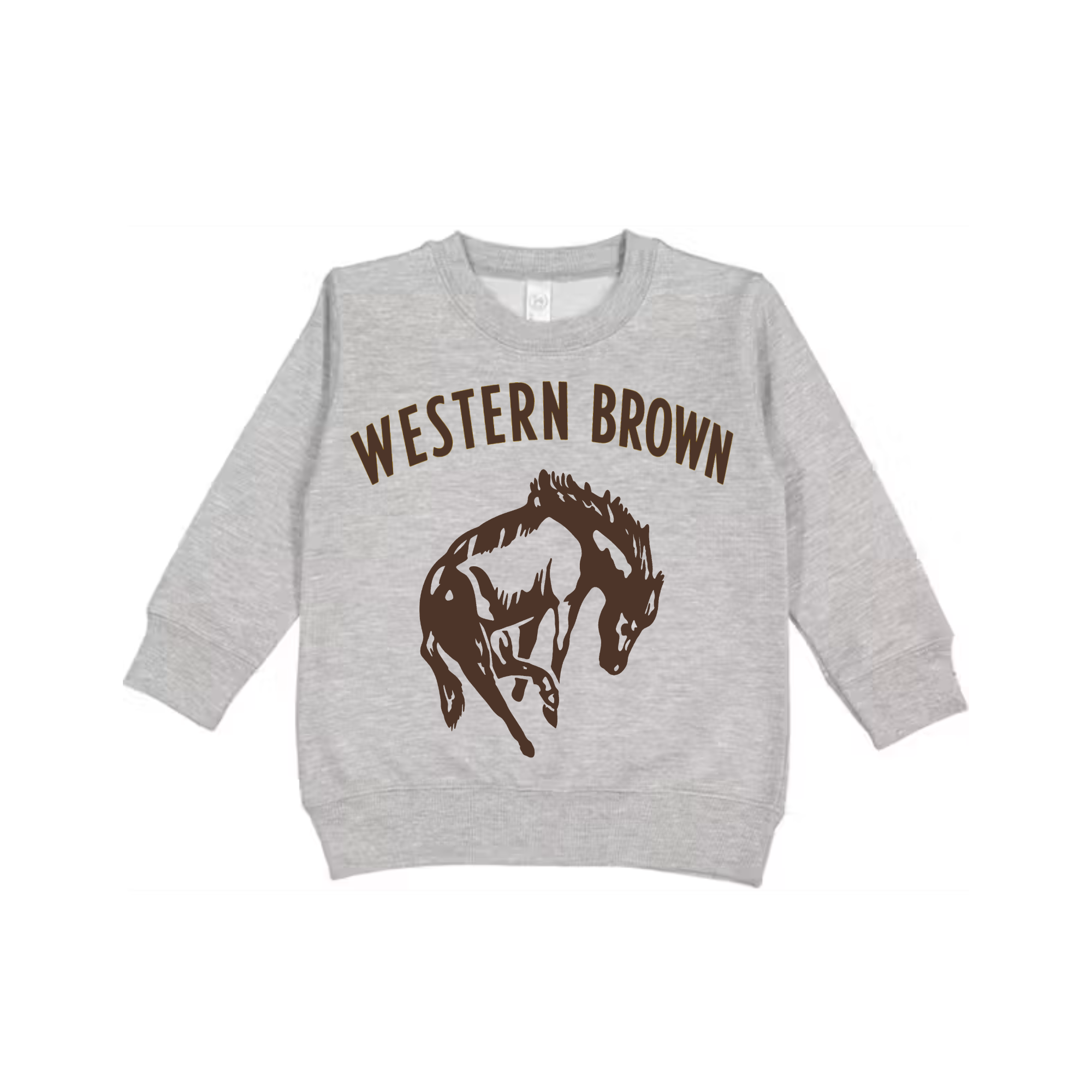 Western Brown Broncos — Horsepower — Children Crewneck Sweatshirt