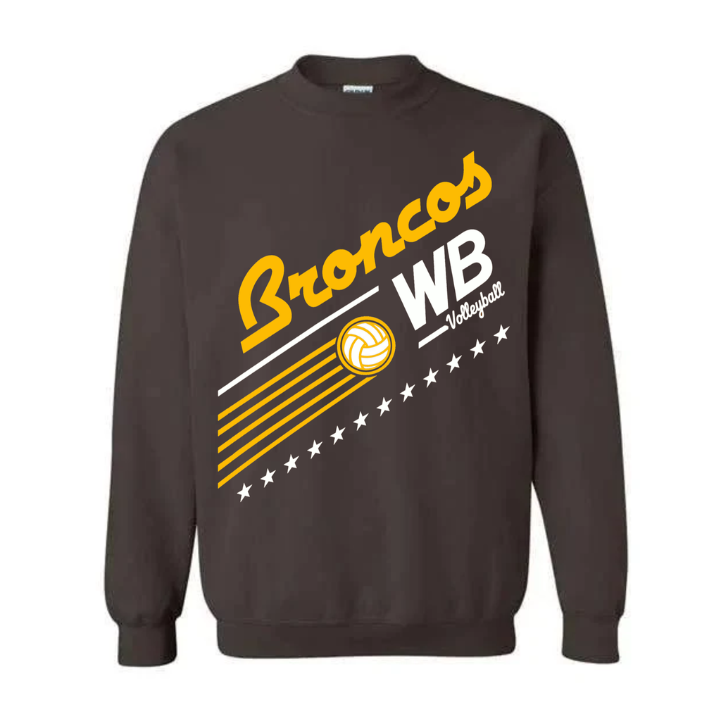 Western Brown Broncos — Broncos United – Volleyball — Youth Crewneck Sweatshirt
