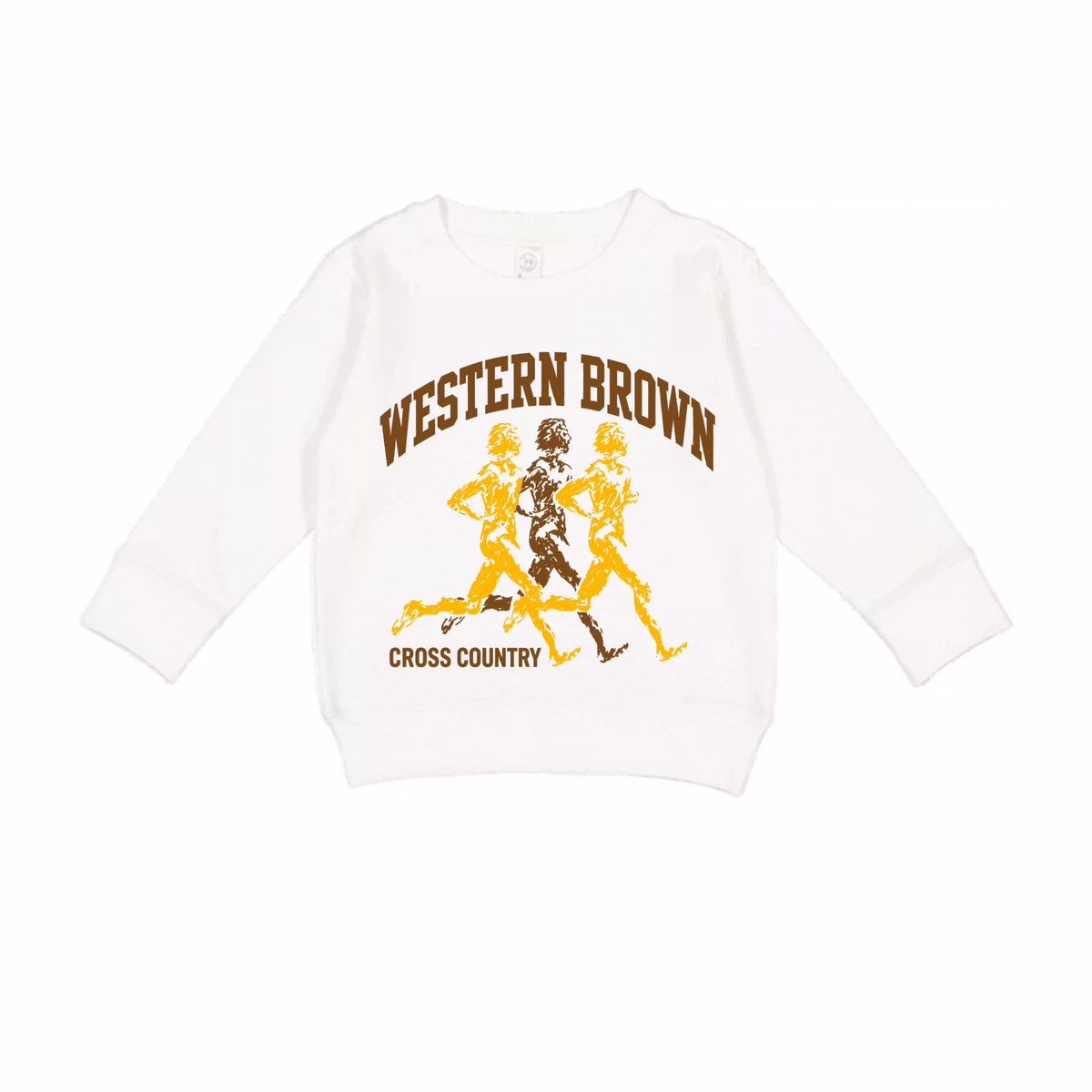 Western Brown Broncos — Broncos Cross Country — Children Crewneck Sweatshirt