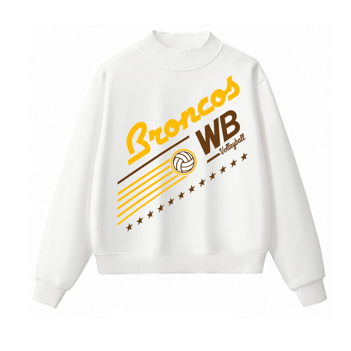 Western Brown Broncos — Broncos United – Volleyball — Adult Mock Neck Sweatshirt