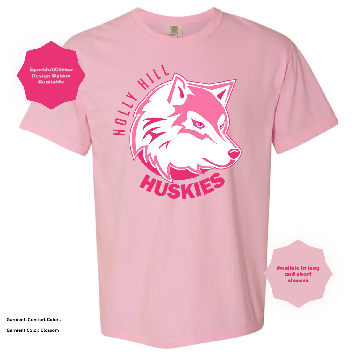 Holly Hill Huskies Block — Comfort Colors T-Shirt