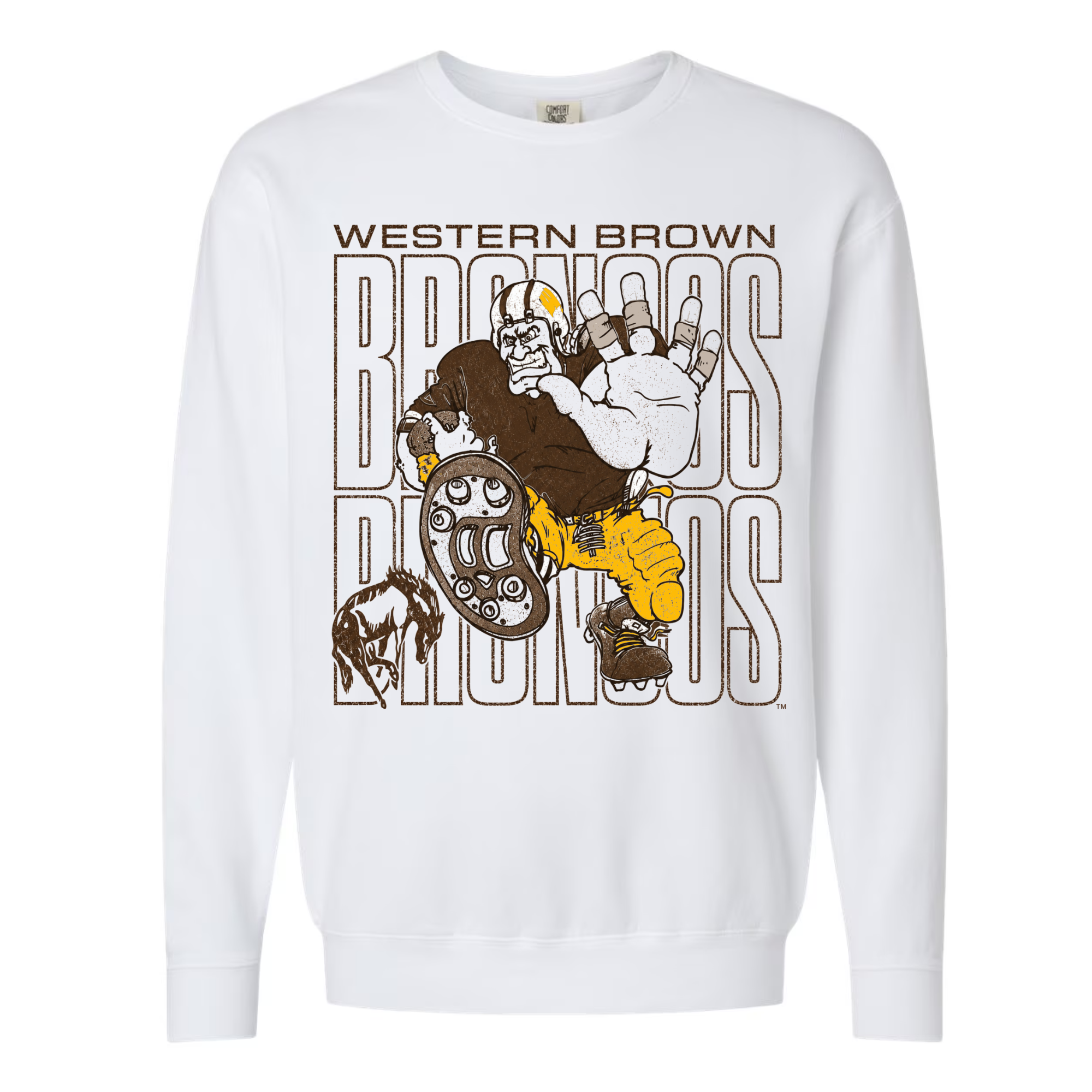 Western Brown Broncos — Bruiser (Gold) — Youth Crewneck Sweatshirt
