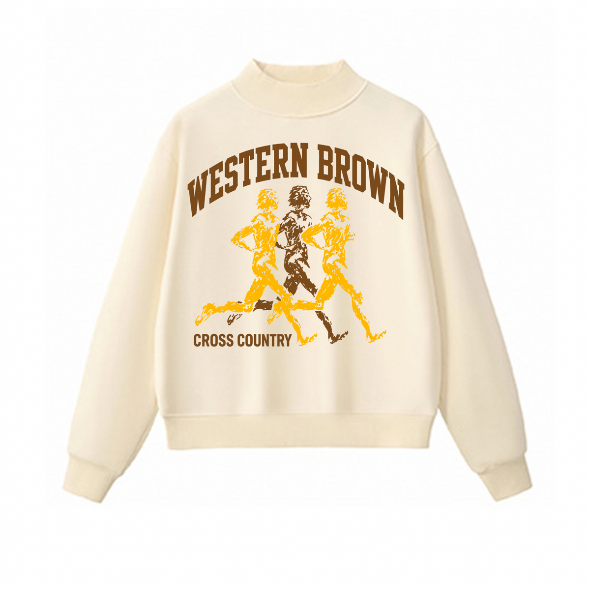 Western Brown Broncos — Broncos Cross Country — Adult Mock Neck Sweatshirt