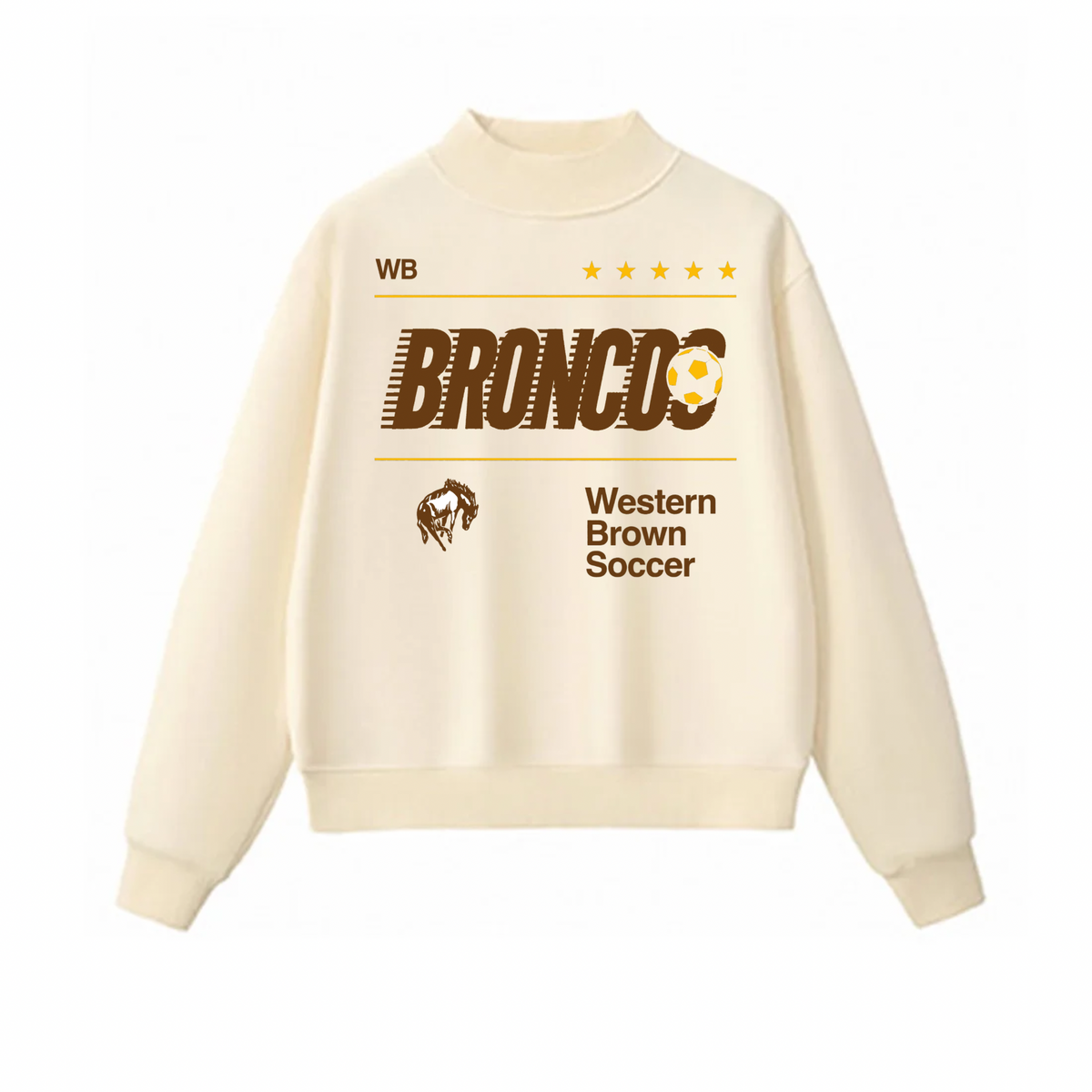 Western Brown Broncos — Fast Break — Adult Mock Neck Sweatshirt