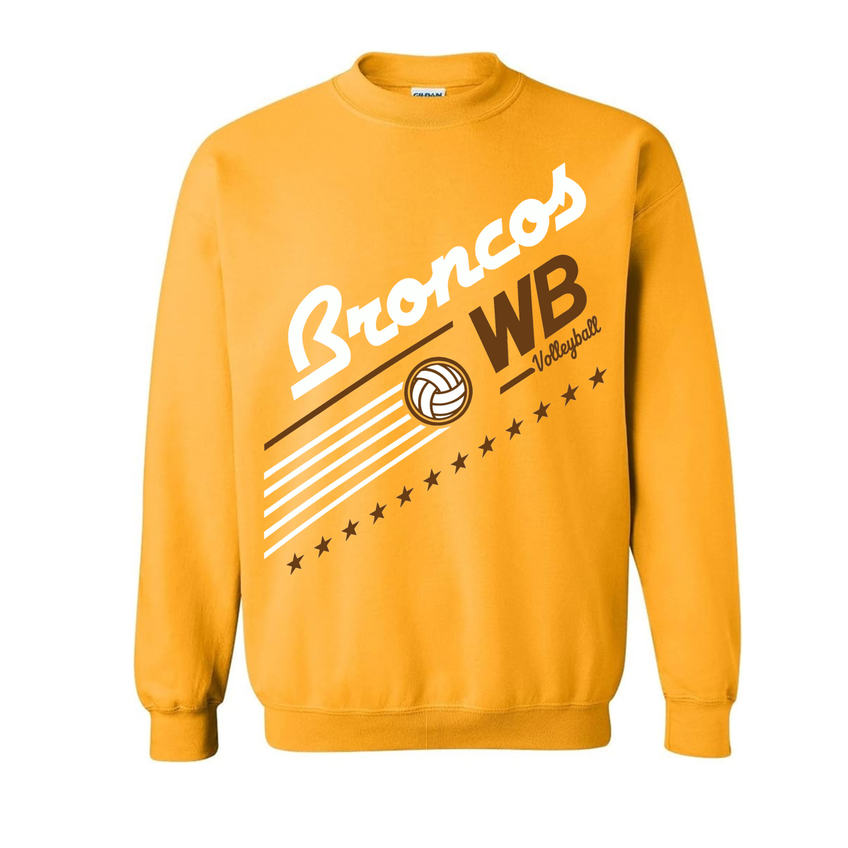 Western Brown Broncos — Broncos United – Volleyball — Youth Crewneck Sweatshirt
