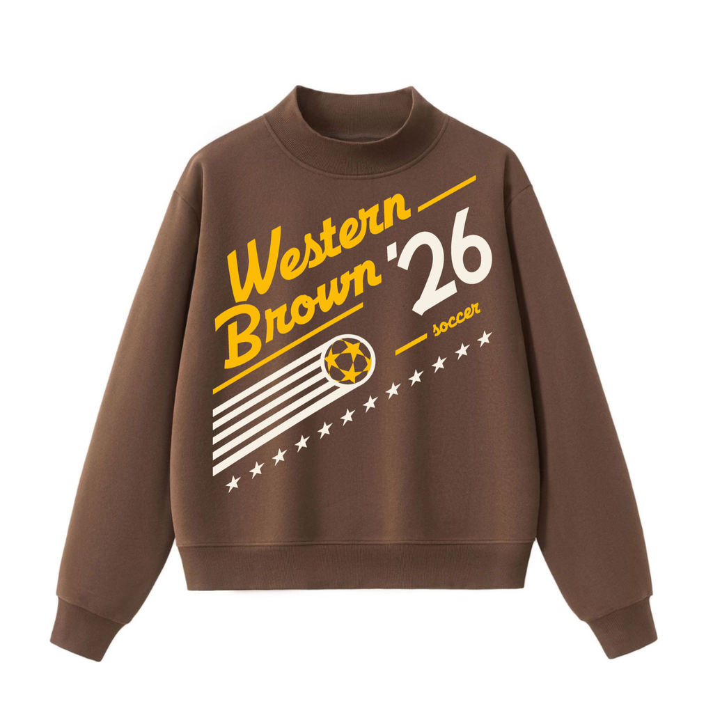 Western Brown Broncos — Pitch 26 — Adult Mock Neck Sweatshirt