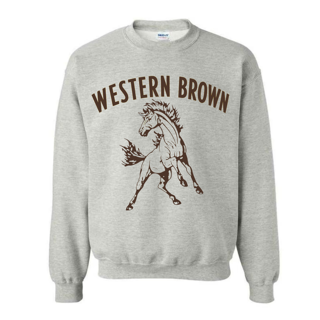 Western Brown Broncos — Run Wild — Youth Crewneck Sweatshirt