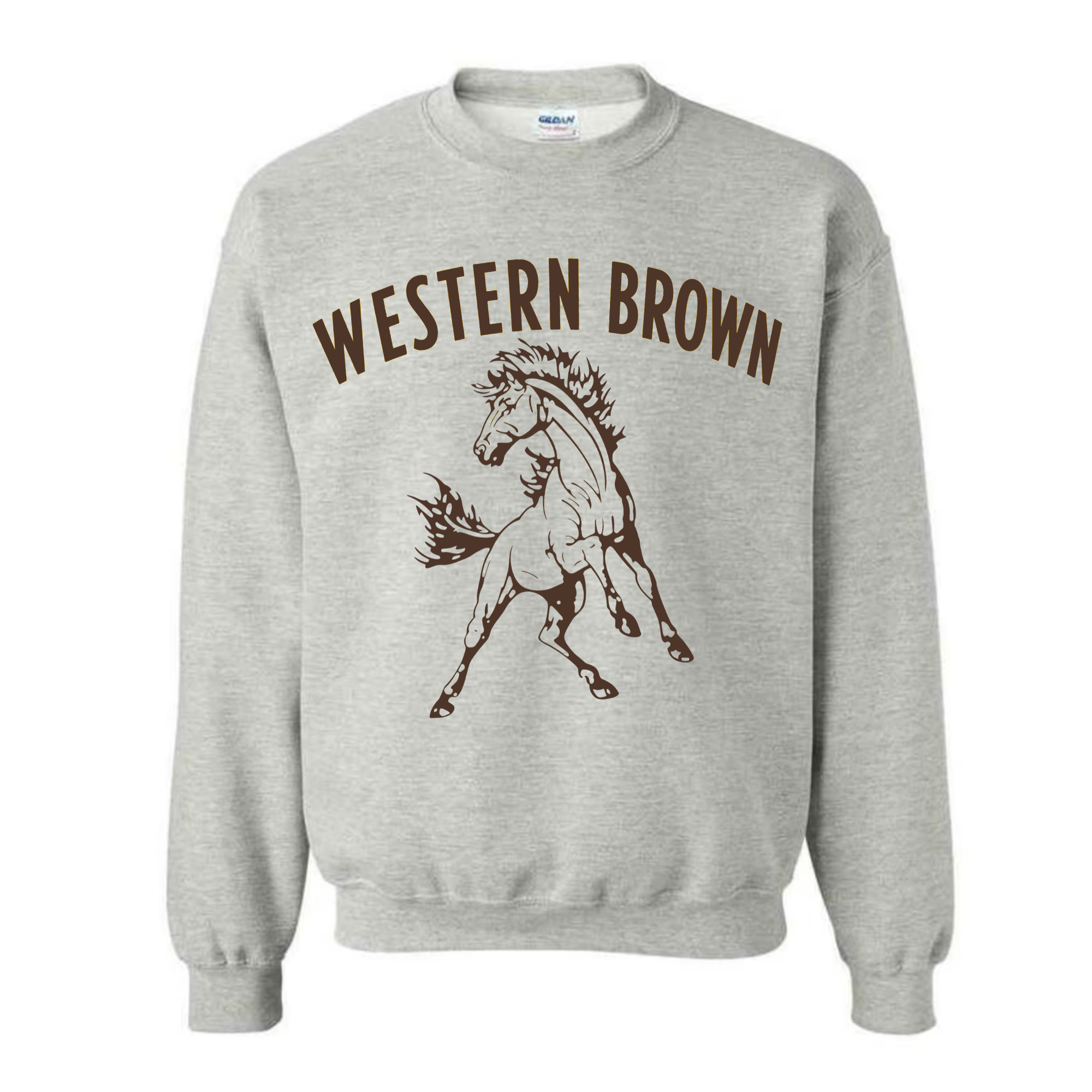 Western Brown Broncos — Run Wild — Youth Crewneck Sweatshirt