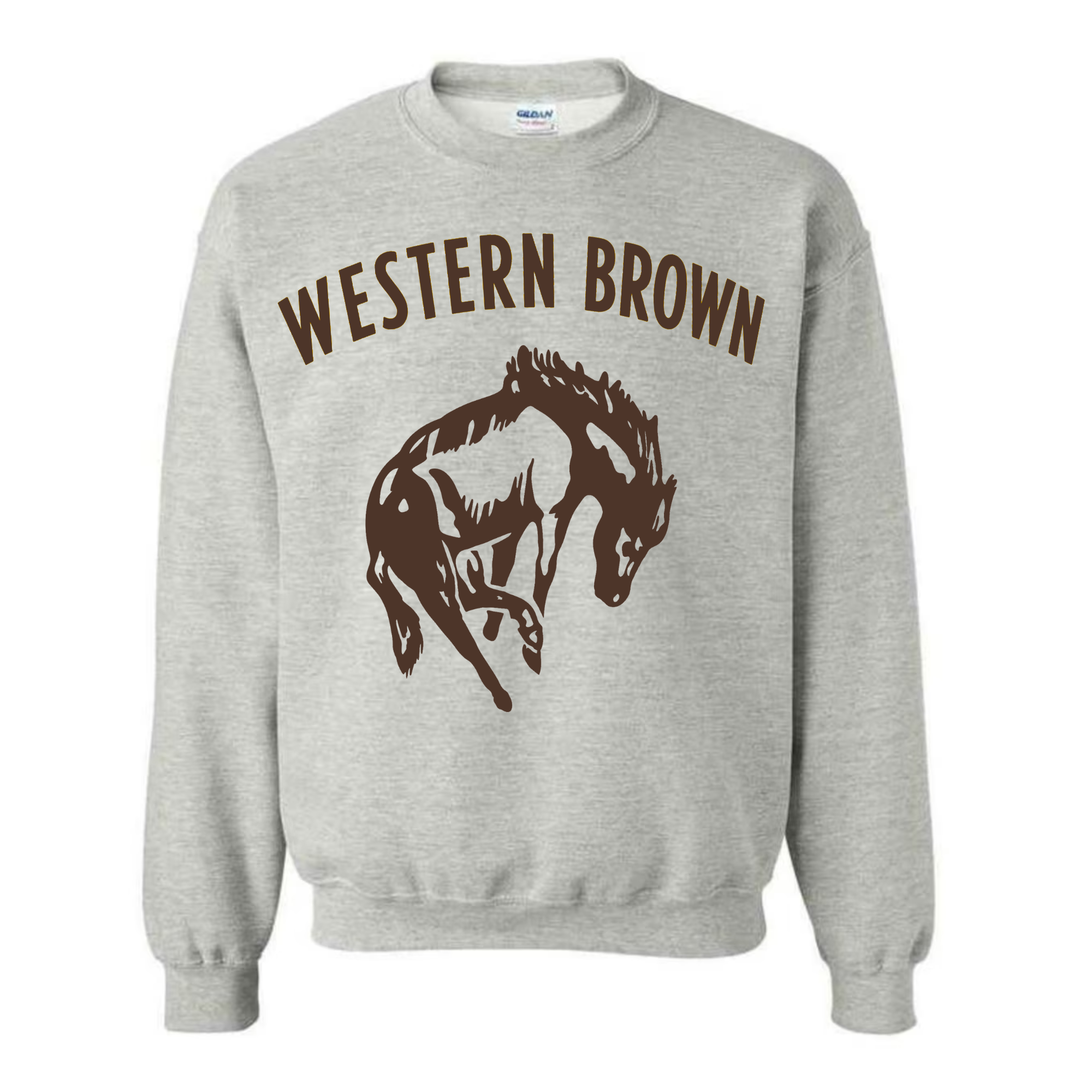 Western Brown Broncos — Horsepower — Youth Crewneck Sweatshirt