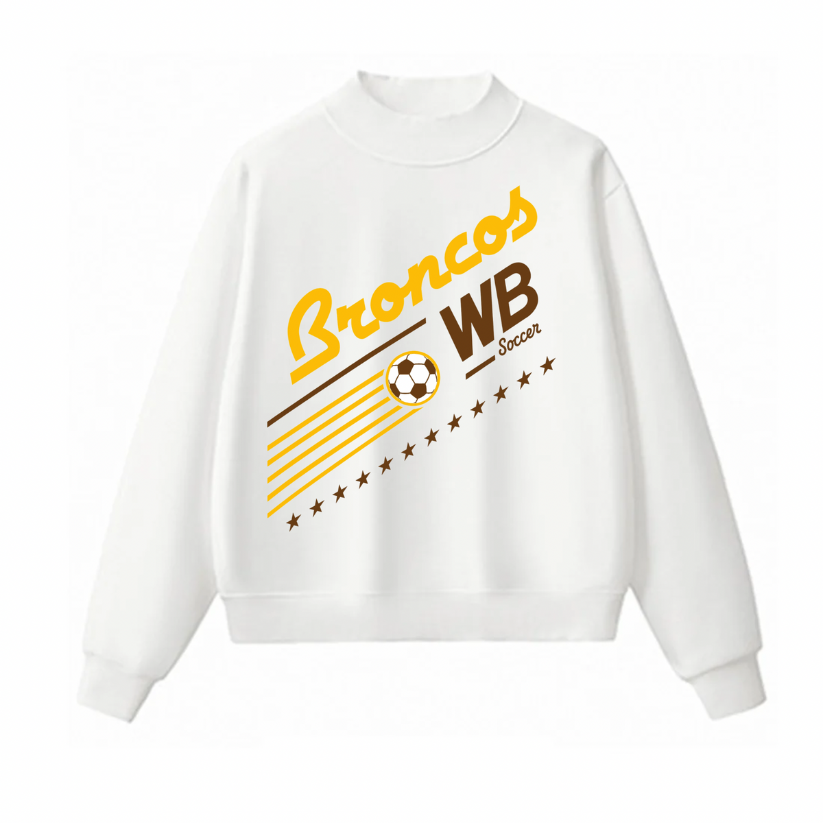 Western Brown Broncos — Bronco United — Adult Mock Neck Sweatshirt