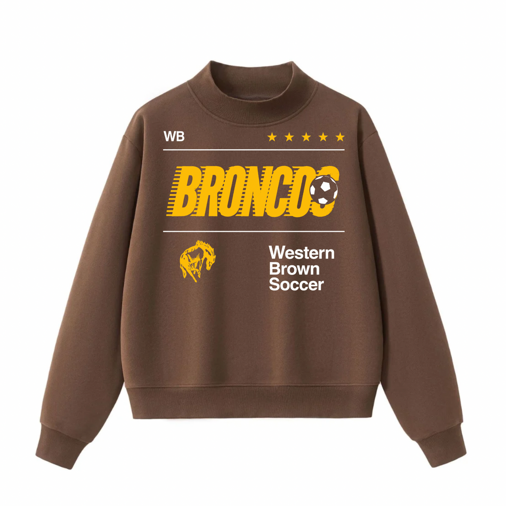 Western Brown Broncos — Fast Break — Adult Mock Neck Sweatshirt