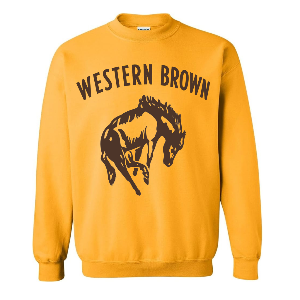 Western Brown Broncos — Horsepower — Youth Crewneck Sweatshirt