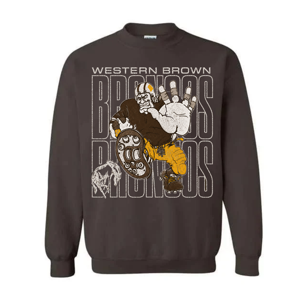 Western Brown Broncos — Bruiser (Gold) — Adult Crewneck Sweatshirt