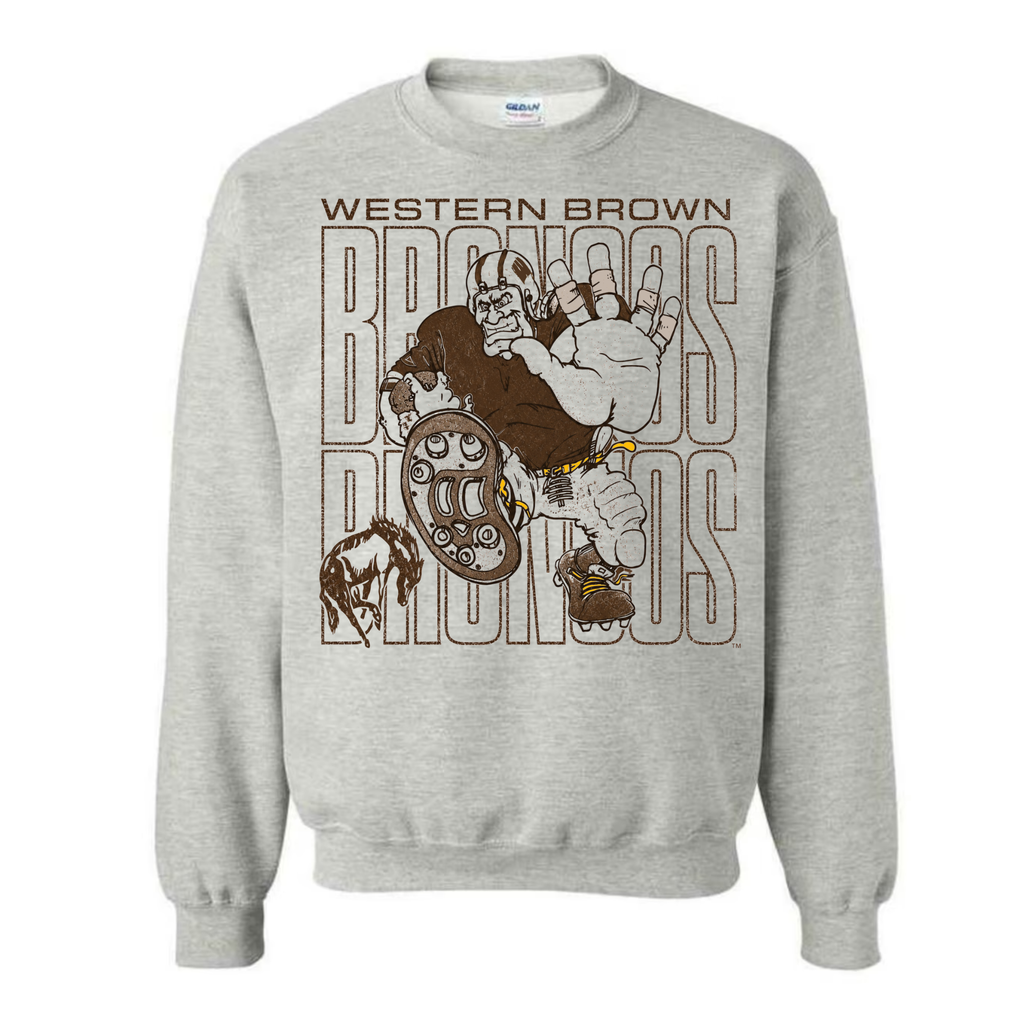 Western Brown Broncos — Bruiser (Brown) — Youth Crewneck Sweatshirt