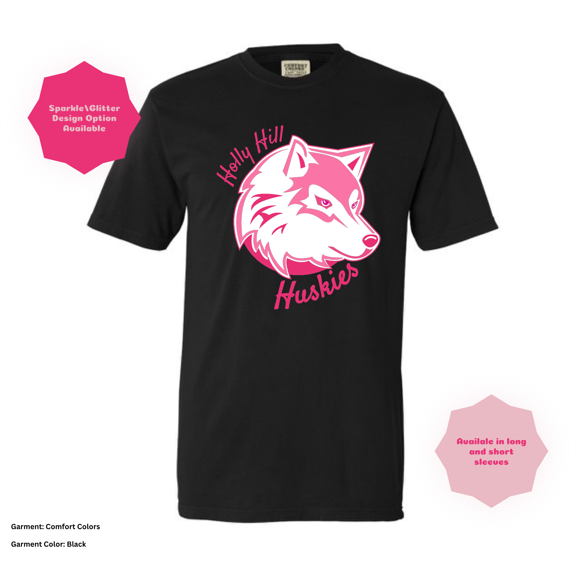 Holly Hill Huskies Script — Comfort Colors T-Shirt