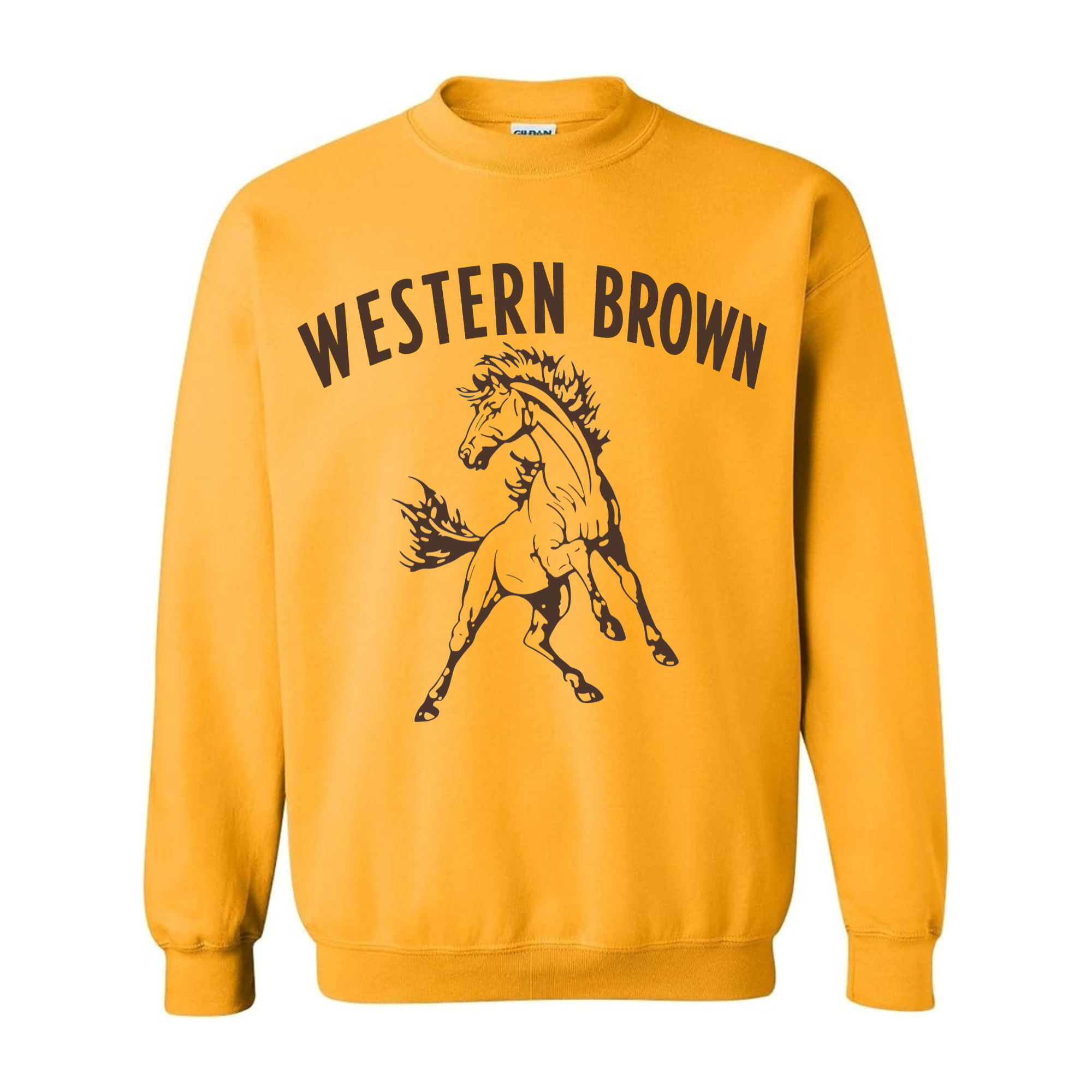 Western Brown Broncos — Run Wild — Adult Crewneck Sweatshirt