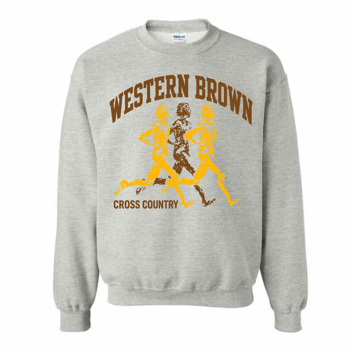 Western Brown Broncos — Broncos Cross Country — Youth Crewneck Sweatshirt