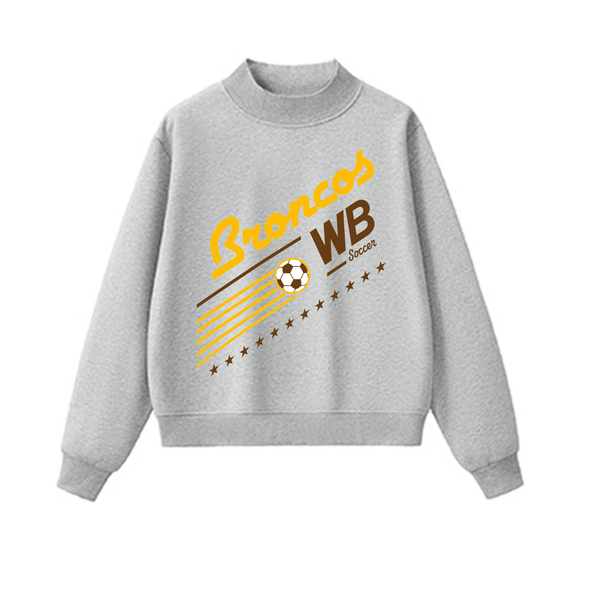 Western Brown Broncos — Bronco United — Adult Mock Neck Sweatshirt