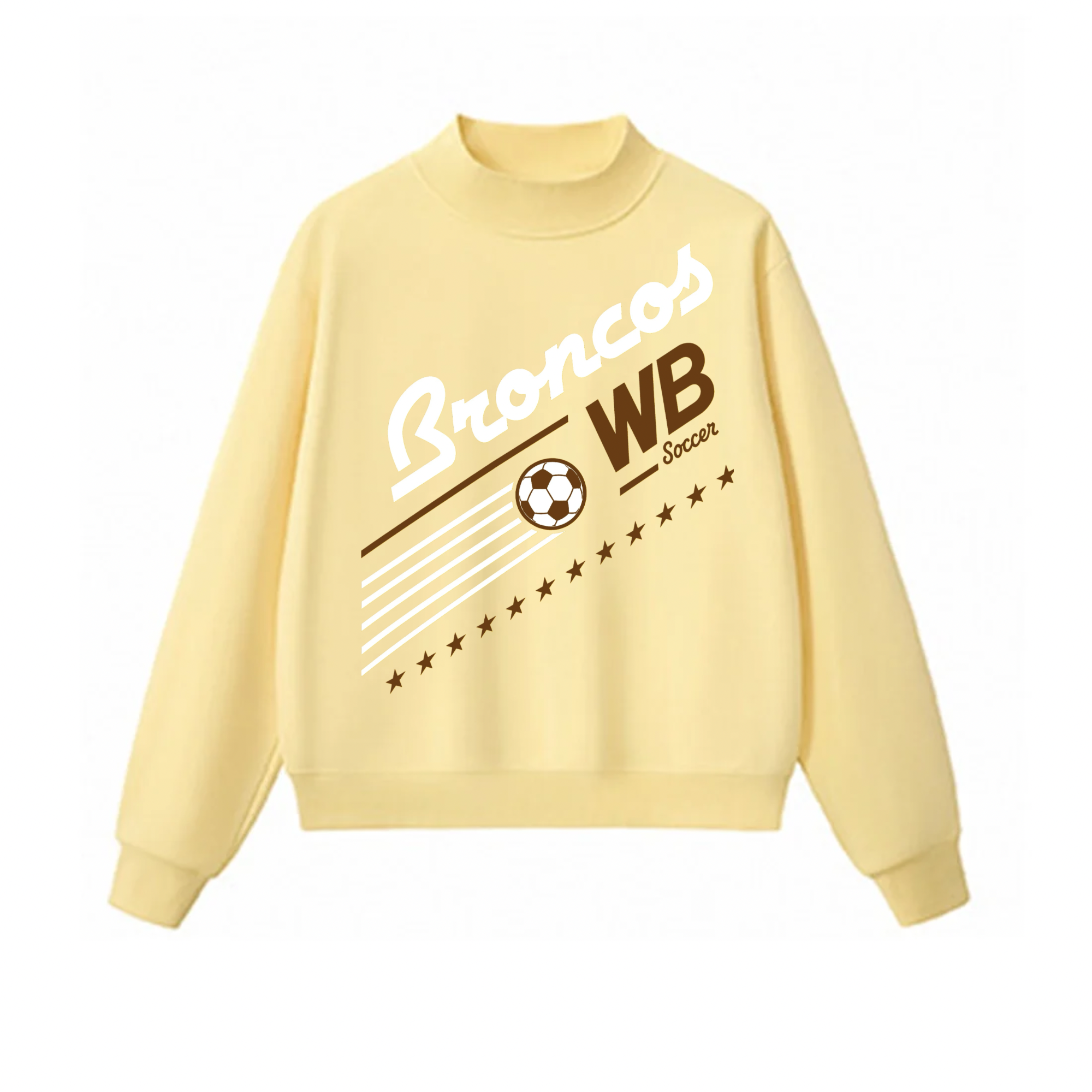 Western Brown Broncos — Bronco United — Adult Mock Neck Sweatshirt