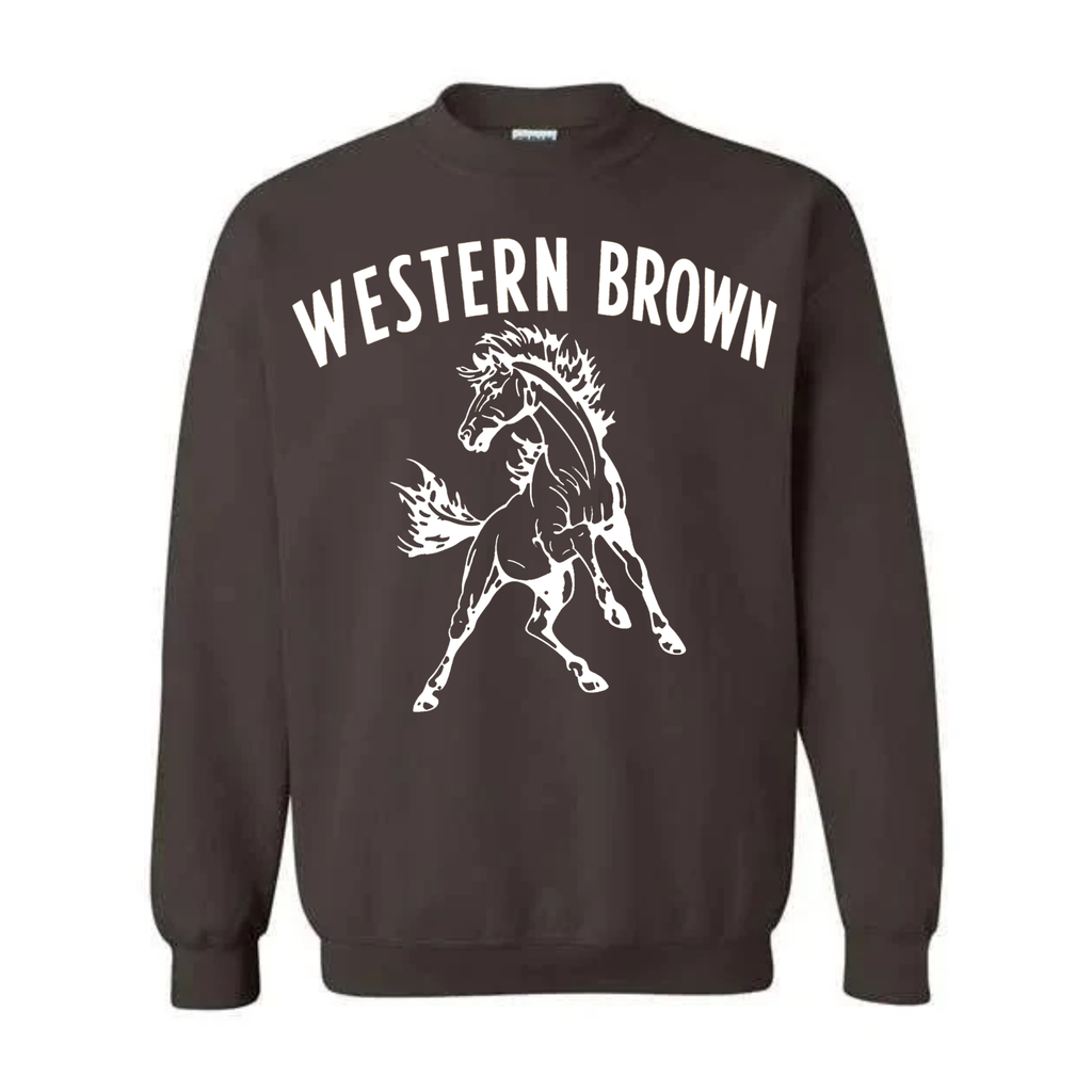 Western Brown Broncos — Run Wild — Adult Crewneck Sweatshirt