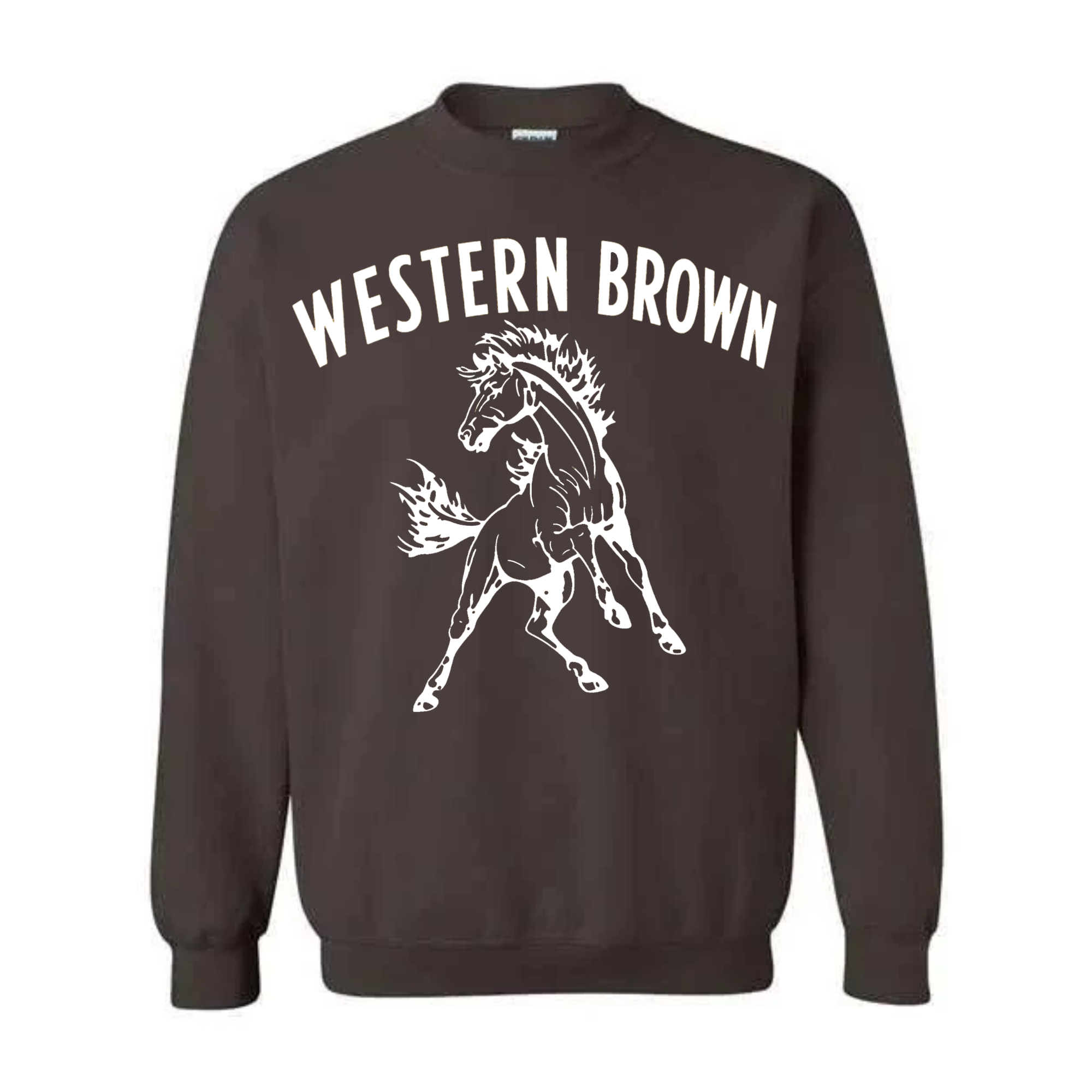 Western Brown Broncos — Run Wild — Adult Crewneck Sweatshirt