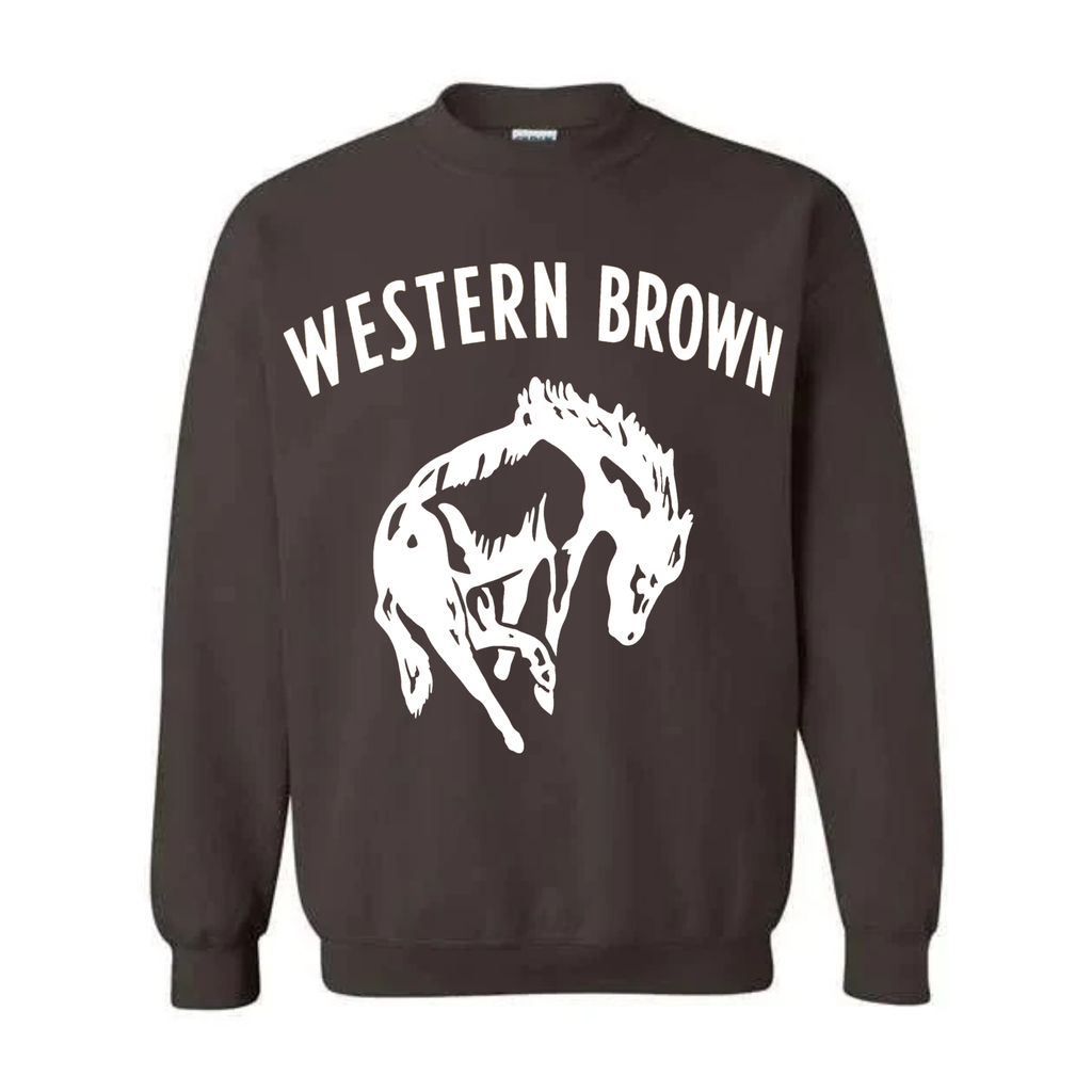 Western Brown Broncos — Horsepower — Adult Crewneck Sweatshirt