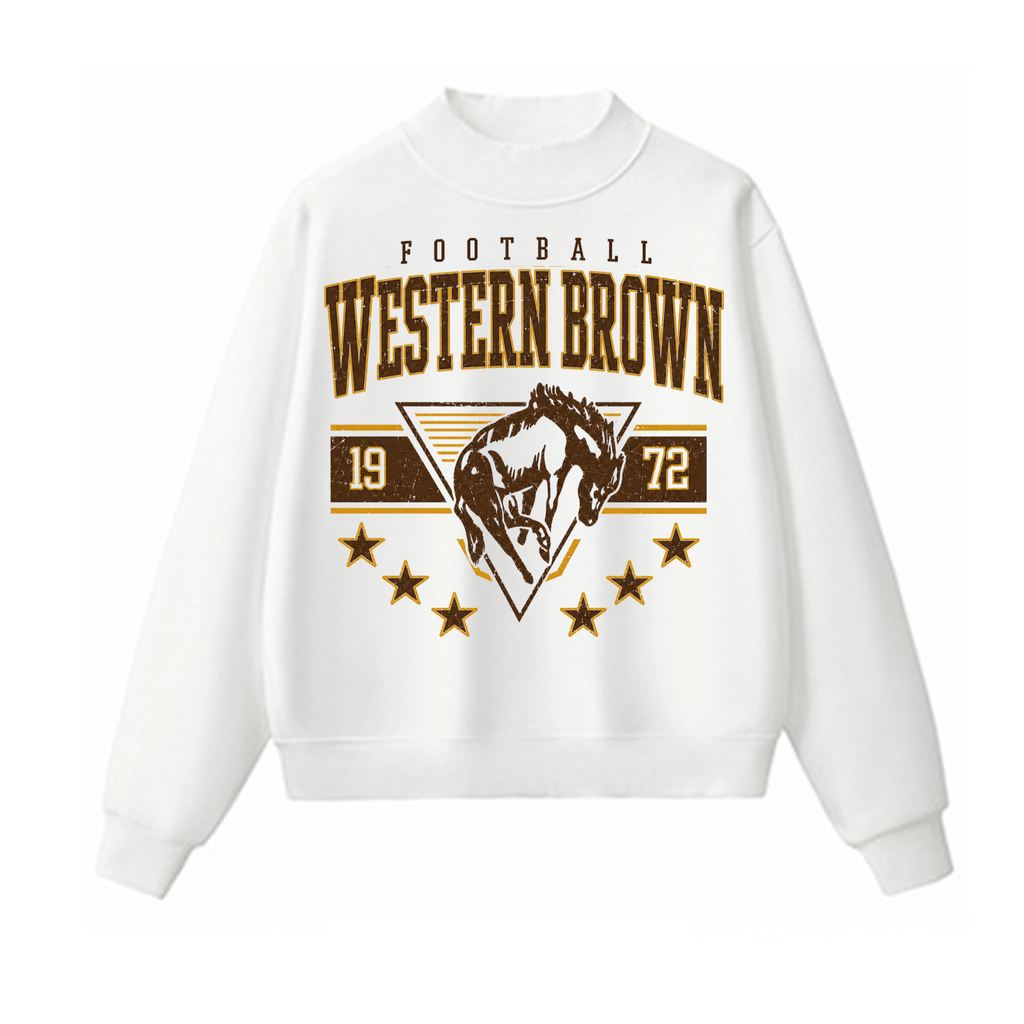 Western Brown Broncos — Bronco Stampede — Adult Mock Neck Sweatshirt
