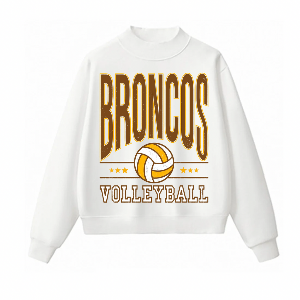 Western Brown Broncos — Six Stars — Adult Mock Neck Sweatshirt