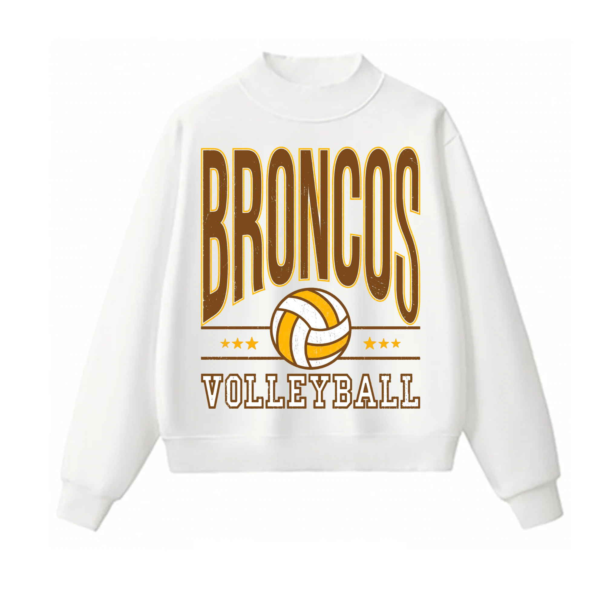 Western Brown Broncos — Six Stars — Adult Mock Neck Sweatshirt